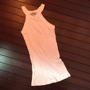 White Ribbed BKE Halter Tank